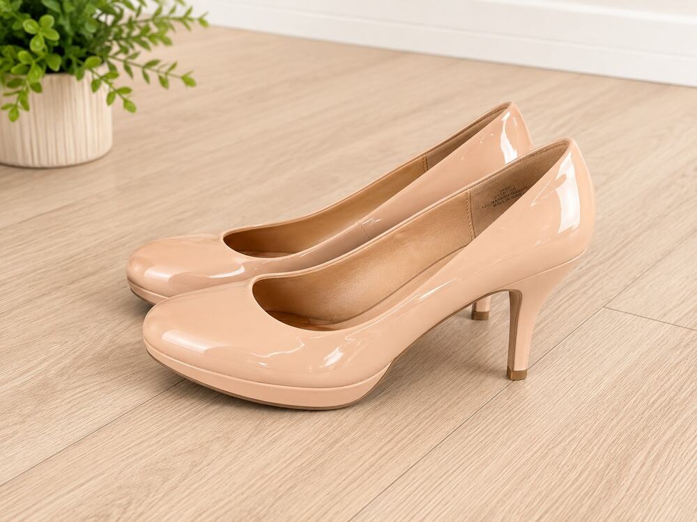 Madden Girl Nude Platform Heels Womens Size 10 Staple Faux Patent Leather